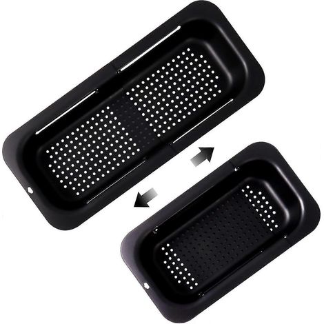 1 piècenoir1 passoire extensible et réglable pour évier, plateau d'égouttage multicolore pour fruits et légumes de cuisine, organisateur de comptoir (1/5)
