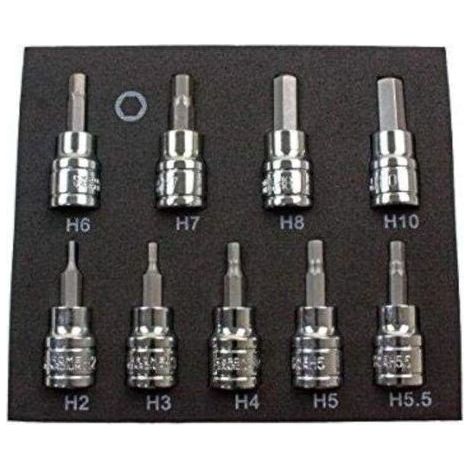 9 Piece Metric Hex Socket Set (1/4)