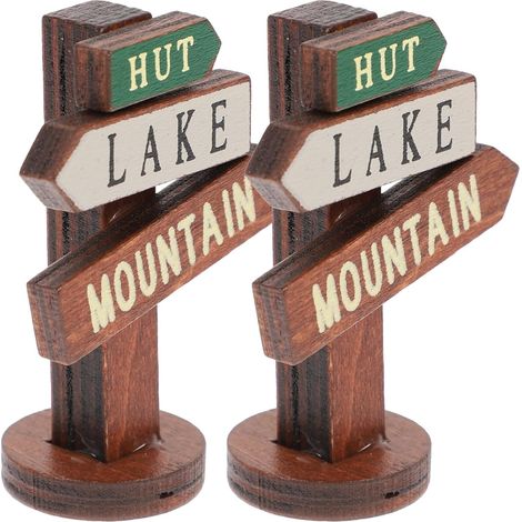 Miniatur Holz Wegweiser 2 Stück 4x1 3x5 3cm Vintage Stil für
