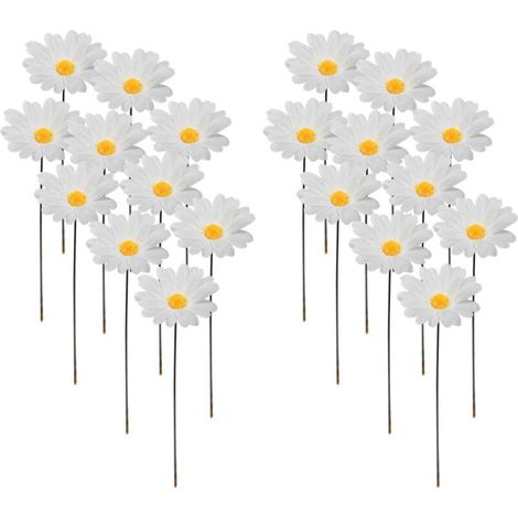 Lot de 20 piquets de jardin pour intérieur et extérieur - Décoration de jardin - Marguerite - Pour pelouse, allée, pot de fleurs - Pour décoration de pelouse
