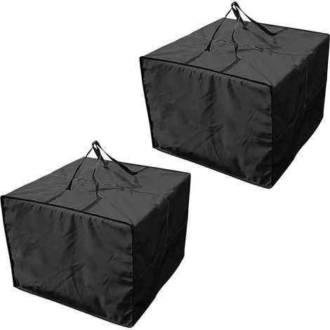Sac de rangement étanche zippé pour coussins de jardin et articles saisonniers Construction robuste (2 pièces) Noir (1/4)