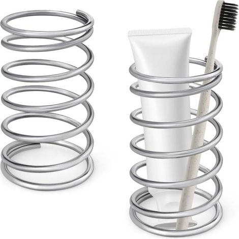 2er-Pack Zahnbürstenhalter aus Federstahl für Badezimmer, Make-up, Zahnbürste (1/5)