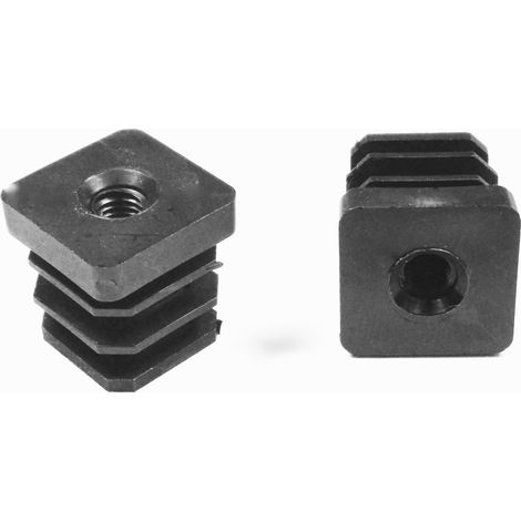 Ajile - Embout Polyamide Carré pour Tube 25 x 25 mm épaisseur 1,0 à 1,25 mm - Fileté diam. 8 mm (M8)