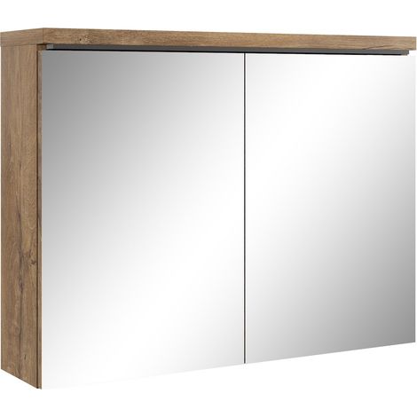 Badplaats Armario espejo Paso 80 x 20 x 60 cm - Roble Marrón - M