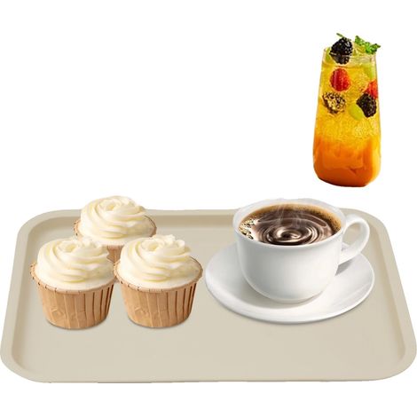 Bandeja de servir, polipropileno de alta calidad, 35,5 x 25,4 cm, superficie antideslizante, juego de 24 unidades, adecuada para diversos entornos de restauración. (1/5)
