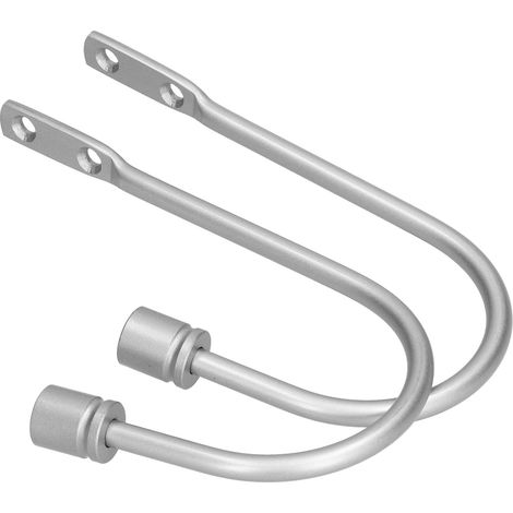 Lot de 2 crochets de rideau cylindriques en alliage d'aluminium en forme de U, pour la maison, le bureau ou la chambre (argenté). (1/5)