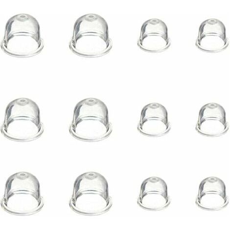 Pompe à ampoule d'amorçage blanche, tasse d'huile de carburateur transparente de 19 mm et 22 mm pour tondeuse, machine à haie, scie à essence, ampoule d'amorçage de carburant de ventilateur 12 pièces (1/5)