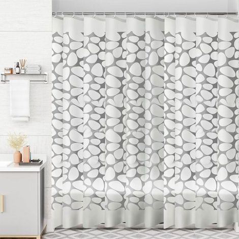 Rideau de Douche-180x200cm-Motif de galets-Imperméable-Résistant à la Moisissure-avec 12 Crochets-haute qualité