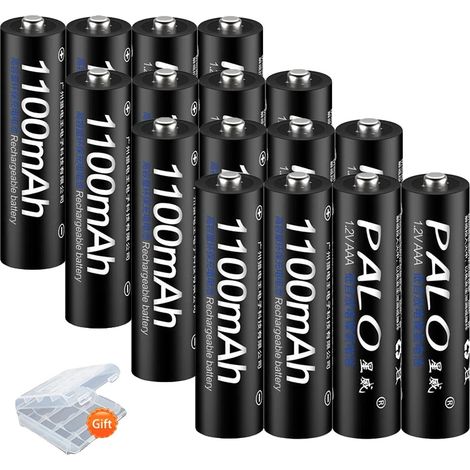 Piles AAA Rechargeables, Ni-MH, Longue Durée de Vie, 16Pcs AAA, 1.2V (1/2)