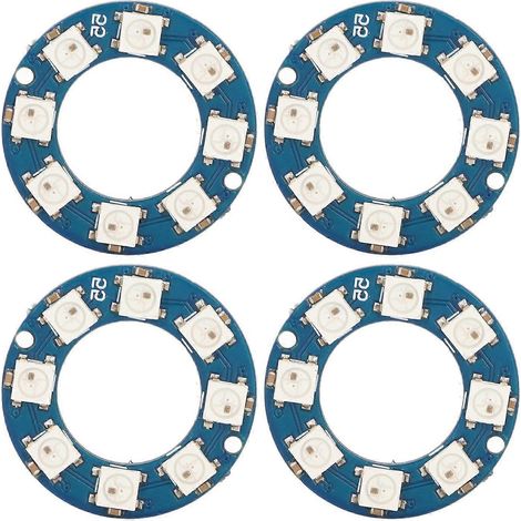 4-teiliges LED-Ringlampen-Set mit RGB-Vollfarbe, 8 LEDs, WS2812 5050 Chip, zur Dekoration
