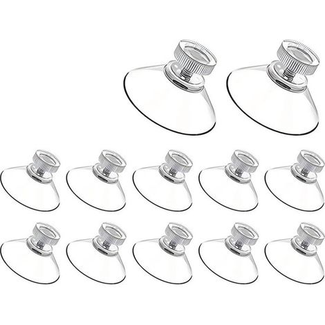 12 tuercas transparentes con ventosas - ventosas de vacío - PVC - ganchos para cocina, baño, ventana, pared y coche - 41 mm (1/4)