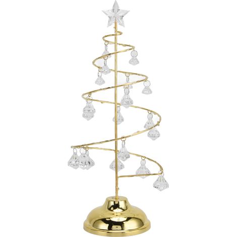 LED-Weihnachtsbaum-Tischleuchte, Kristall, Warmgold, geeignet für Schlafzimmer, Badezimmer und Treppenhaus