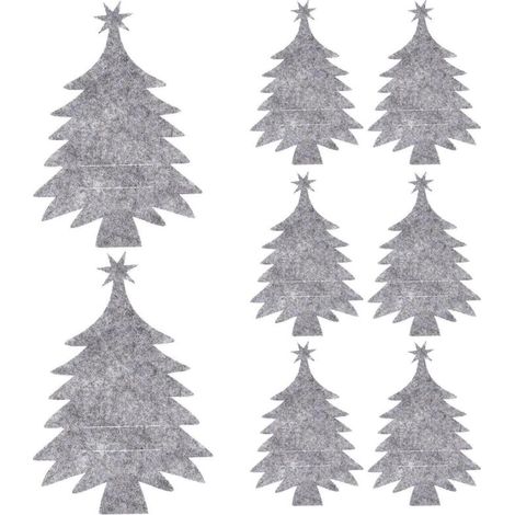 Porte-Couverts - Sapin De Noël - Feutre - 21 x 14,5 x 0,2 Cm - Pour Fourchettes Et Cuillères - Décoration De Table Et Bouteilles - Lot De 8 (1/2)