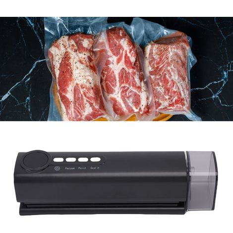 Selladora al vacío multifuncional inalámbrica, de ABS negro, 1200 mAh, con control de temperatura ajustable para la conservación de alimentos. (1/5)