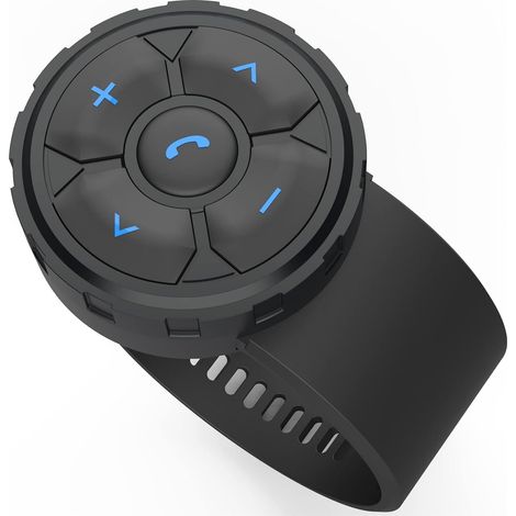 Mando a distancia multimedia Bluetooth para coche, bicicleta y motocicleta, con funciones de llamada, reproducción/pausa, pista anterior/siguiente y control de volumen. (1/5)