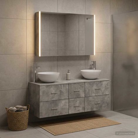 vidaXL Bathroom Furniture Set 4 pcs Concrete Grey (1/5)