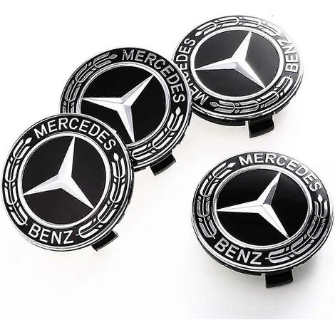 Enjoliveurs de roue Mercedes, cache-moyeux, cache-moyeux de roue pour Mercedes-Benz, noirs (1/4)