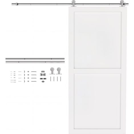 HOMCOM Sliding Door Hardware Kit Smooth Quiet 180cm Sliver Tone