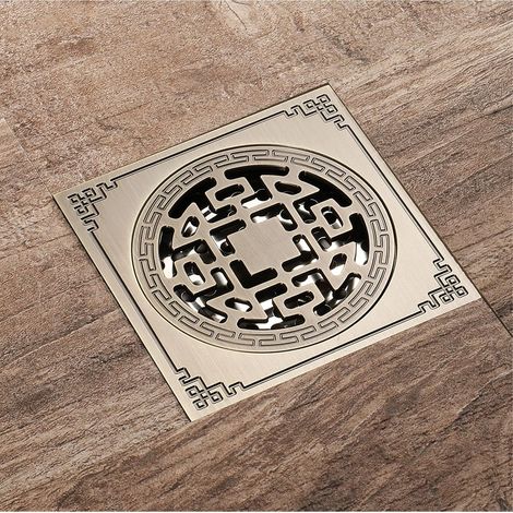 Drain de Douche Carre,Laiton Drainage de Douche 10x10 Caniveau de Douche Salle de Bains Anti Odeur Drain de Douche Antique (1/5)