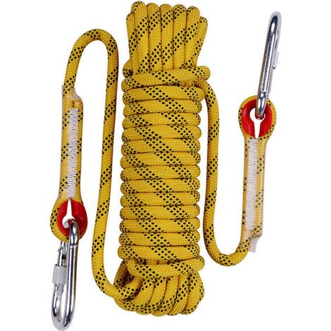 Corde de sécurité d'escalade extérieure de 30 m Corde de sauvetage d'alpinisme anti-déchirure, corde de diamètre de 12 mm pour la randonnée Jaune - RWCorde escalade