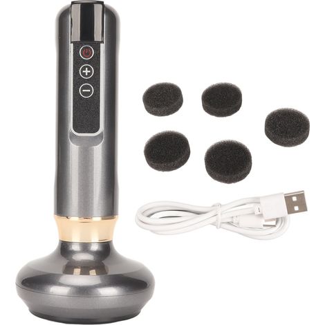 Appareil de ventouses électrique 6 niveaux d'aspiration, masseur à vide à bille d'acier coulissante pour drainage corporel, gris mat. (1/5)