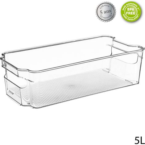 5Five Simply Smart – Rangement pour frigo 5L transparent – Capacité 5 litres – Plastique durable – Dimensions 31.5x15.5x9 cm – Solution d'organisation efficace