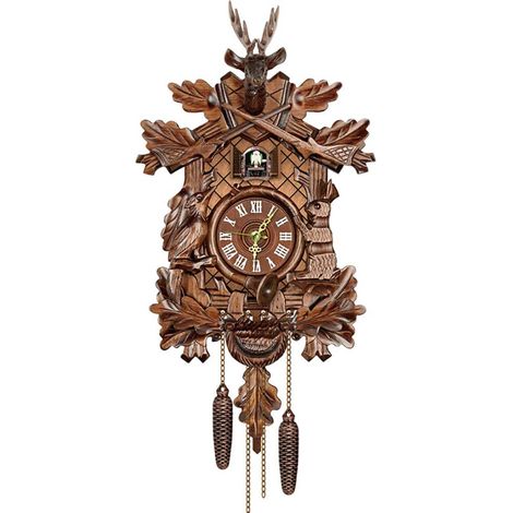 1 horloge coucou, balancier, sonnerie automatique, bois mdf, salon, chambre
