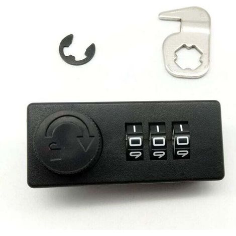 Serrure d'armoire à combinaison 3 chiffres en métal noir – robuste, sécurisée et facile à installer sur tiroirs et placards