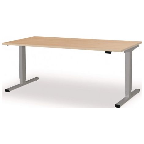 Poste de travail debout / assis levero H650-1250xB1800xT800mm blancaluminium/érable réglable électriquement