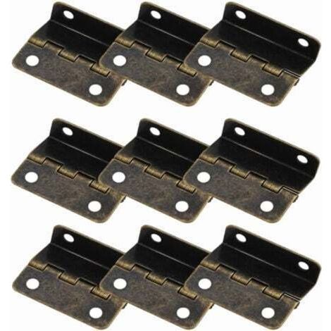 Pair 9 charnières demi-surface,Charnières de porte décalées et d'armoire, quincaillerie semi-dissimulée à trois volets rétro [Bronze]