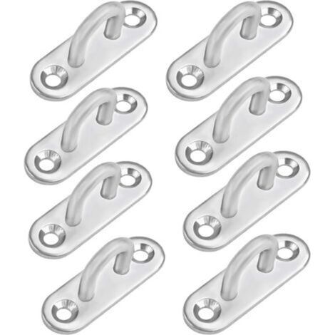 Pr M5 Stainless Steel Eyelet Plate (8 Pcs) - Oblong Metal Hook U Shape Wall and Ceiling Mounting (50 x 17 mm) - Fixing Hook Capacity 40 Kg for Suspensions (1/5)