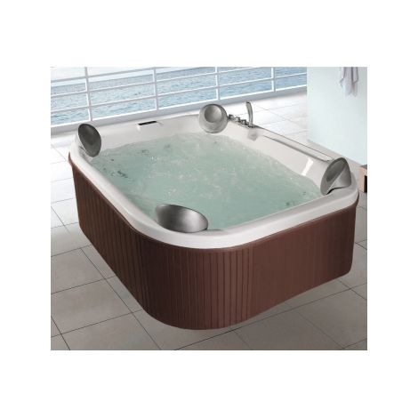 Mini piscina idromassaggio da esterno quadrata airpool e idro, cromoterapia, radio 200x200x80cm Sicorage Tesym