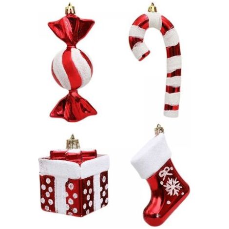 Weihnachtsdekorationen, Tannenbaumschmuck, Schneemann, Zuckerstiefel, hängbare Winterfestdekorationen (1/4)