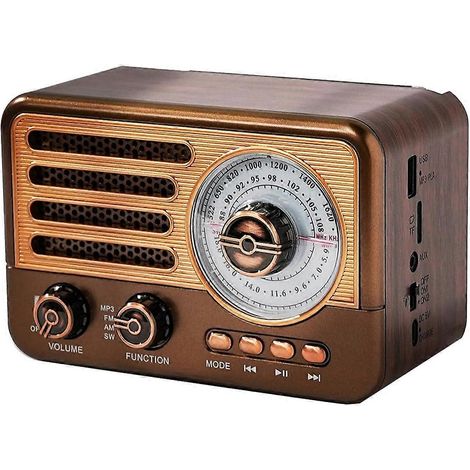 Radio portable rétro mini FM/AM/SW avec haut-parleur Bluetooth et lampe torche LED intégrée