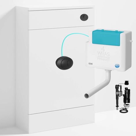 Gloss White 500 x 200mm Back to Wall WC Unit with Concealed Toilet Cistern Set - Side Entry (1/4)