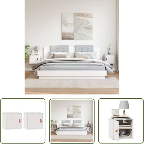 The Living Store Armoires murales 2 pcs Blanc 31,5x30x30 cm Bois de pin massif - Étagères Murales - Meubles De Rangement - Armoires Murales - Bibliothèque Murale - Meuble Suspendu (1/5)