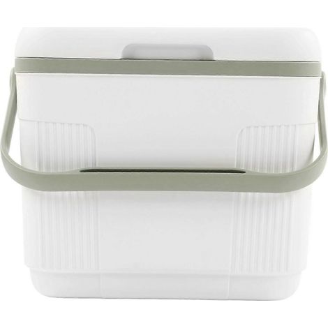 Glacière portable 22L blanche et verte avec isolation en polypropylène de qualité alimentaire, idéale pour le camping et les pique-niques en plein air. (1/5)
