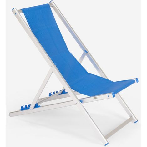 Sedia sdraio mare spiaggia in alluminio pieghevole regolabile Riccione Gold - Blu