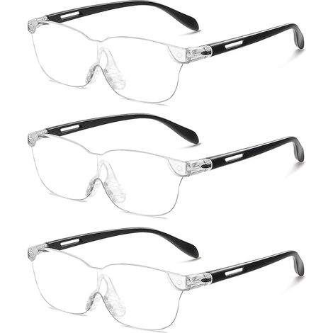 Magnifying Glasses for Closed Work Leisure Reading Electricians Jewelers Sewing Repair and the Elderly (Pack of 3 Black) (1/5)