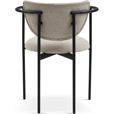 Set de 2 sillas de comedor escandinavas de tela y metal, beige, con reposabrazos (1/5)