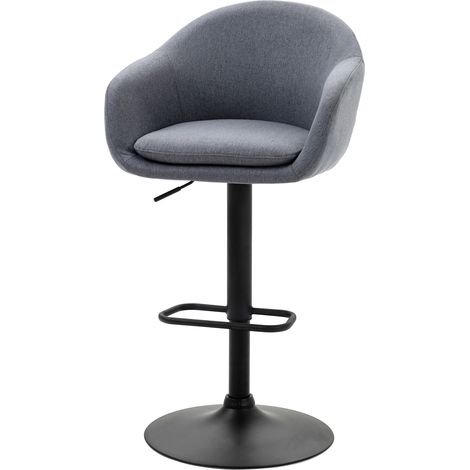 Tabouret de bar réglable repose-pieds aspect lin gris 54x54x112 cm