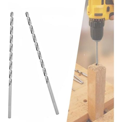 Jeu de 2 forets hélicoïdaux HSS 200 mm x 4 mm, foret à queue directe HSS extra long (4 mm)