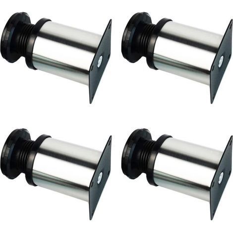 4x Pieds de meubles, réglables Pied pieds de meubles - Chrome Métal - Hauteur réglable (Total: 50mm) (1/5)