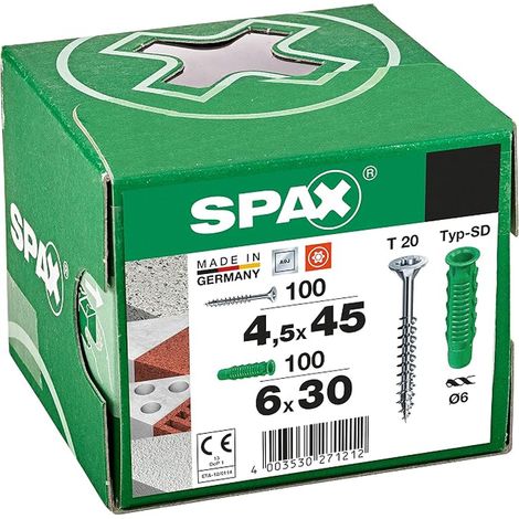 Kit de Fixation Vis 4,5x45 mm et Chevilles SD 6x30, T20 (1/5)