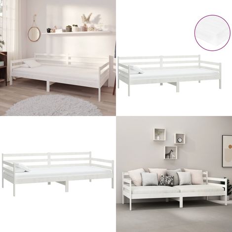 Tagesbett mit Matratze 90x200 cm Weiß Kiefer Massivholz - Tagesbett - Gästebett - Holzbett - Kiefernholz - Doppelbett - Home & Living (1/5)