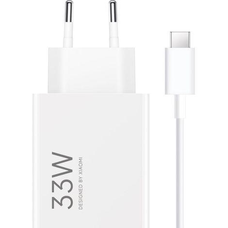 Chargeur mural USB-A 33 W avec câble USB-C - Blanc