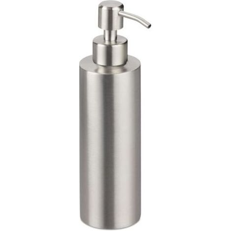 Distributeur de savon rechargeable 320 ml, argent, pour salle de bain, cuisine, pompe e, acier inoxydable (1/5)