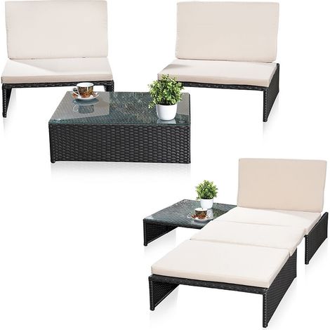 Set di sedute da salotto Set da giardino Mobili da di seduta 2 poltrone Tavolo Rattan