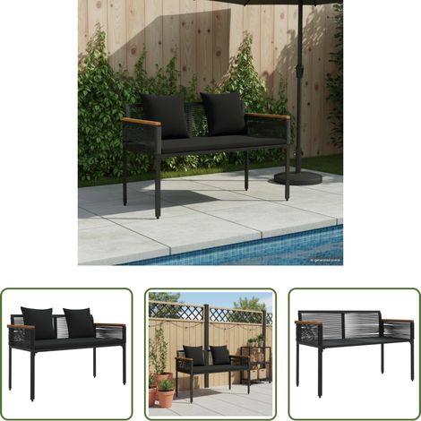 Banc extérieur - Banc extérieur avec coussin Noir 117 x 54 x 74.5 cm polyrotin (1/5)