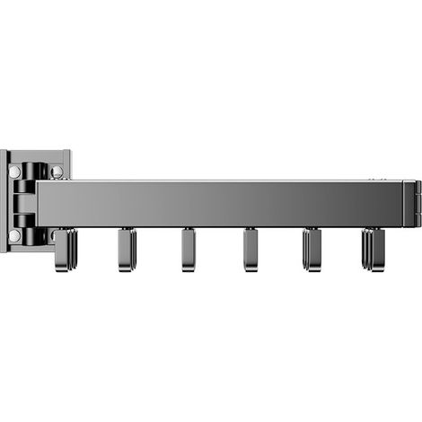Séchoir à linge mural rétractable, cintre à vêtements, tringle à vêtements rotative et pliable pour balcon (1 pli noir) (1/4)